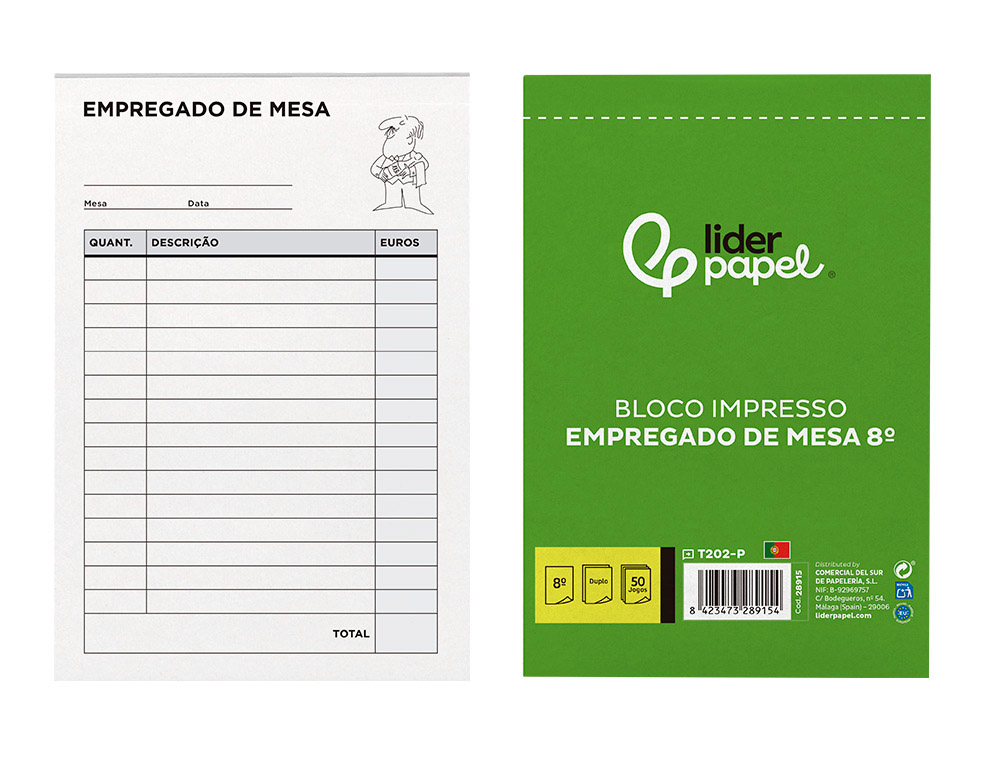 BLOCO EMPREGADO DE MESA DUPLICADO 105X155 MM