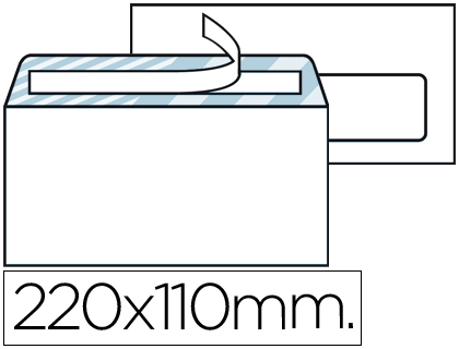 ENVELOPE LIDERPAPEL N.3 AMERICANO BRANCO 110X220 MM TIRA DE SILICONE JANELA DIREITA PACK DE 500 UNIDADES