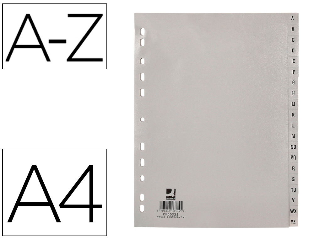 SEPARADOR Q-CONNECT ALFABETICOS A_Z DE PLASTICO DIN A4