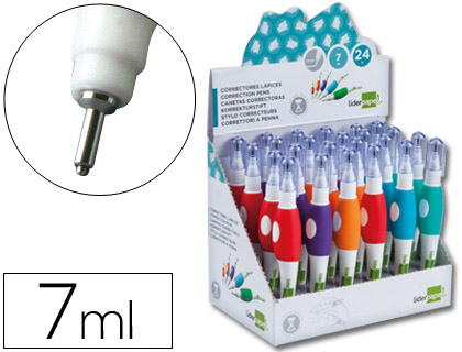 CORRETOR CANETA LIDERPAPEL PONTA METALICA DE 1.6 MM CAPACIDADE 7 ML-EXPOSITOR DE 24 UDS
