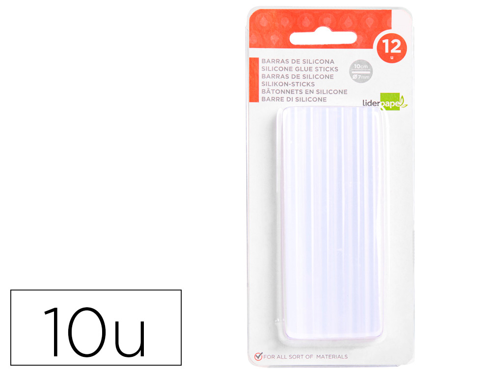 BARRA COLA TERMOFUSIVEL LIDERPAPEL 7 MM DIAMETRO X 100 MM COMPRIMENTO BLISTER DE 12 UNIDADES