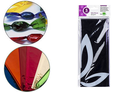 PAPEL CELOFANE LIDERPAPEL 50X70 CM 22GR BOLSA DE 5 FOLHAS VIOLETA