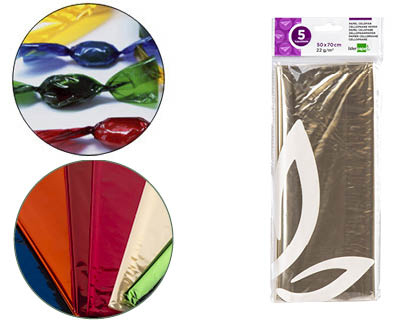 PAPEL CELOFANE LIDERPAPEL 50X70 CM 22GR BOLSA DE 5 FOLHAS TRANSPARENTE