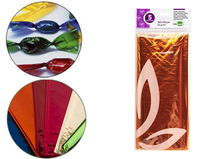 PAPEL CELOFANE LIDERPAPEL 50X70 CM 22GR BOLSA DE 5 FOLHAS AMARELO