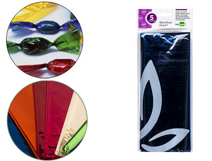 PAPEL CELOFANE LIDERPAPEL 50X70 CM 22GR BOLSA DE 5 FOLHAS AZUL