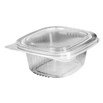 EMBALAGEM C/TAMPA ALIMENTAR PP TRANSP. QUAD. 385ML C/120