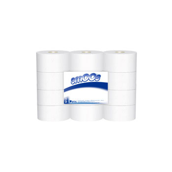 PAPEL HIGIENICO JUMBO 250MTS 2FLS AMOOS 12 UNIDADES